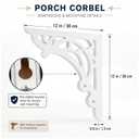 2 Pcs Large Wood Porch Corbels for Doorway 12" W x 0.6" D x 12" H Wooden Shelf Brackets Countertops Decorative Corbel Vintage Porch Corbels Decor for Doorway Outdoor Cabinet Floating Shelf