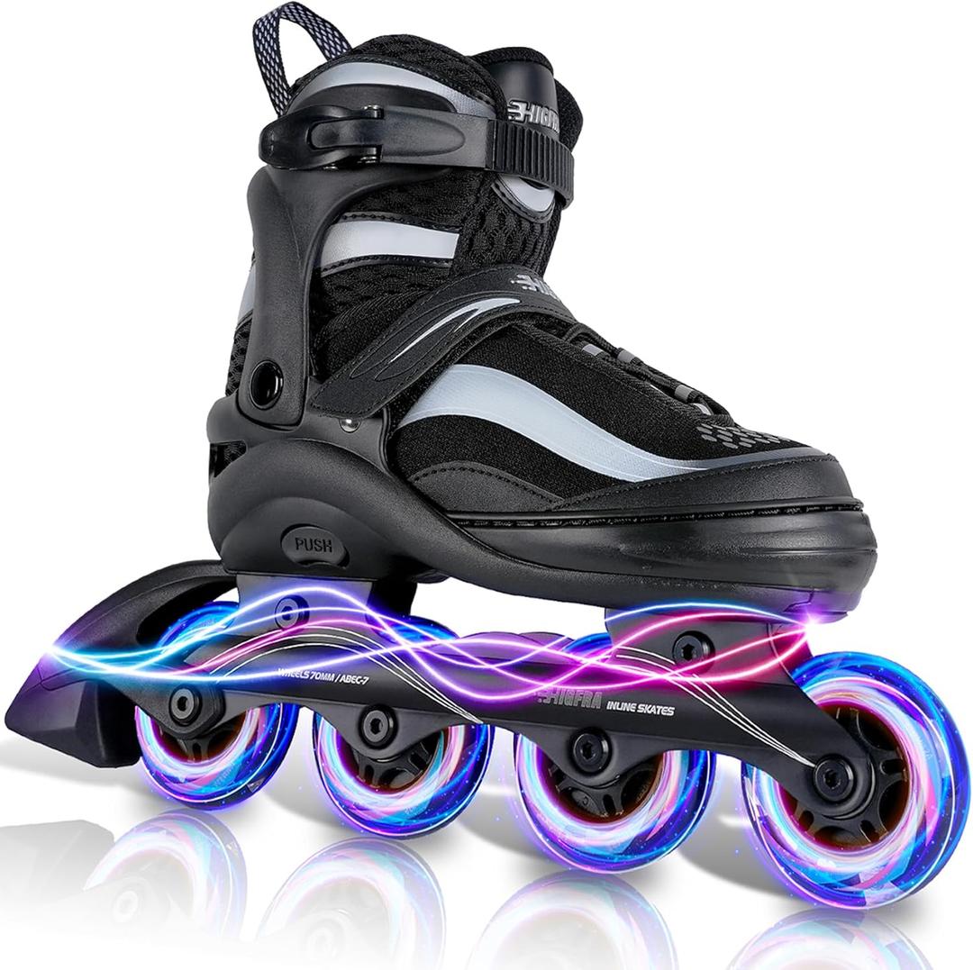 Adjustable Inline Skates for Kids and Adults  Color Gradient Roller Skates with Full Light-Up Wheels for Girls, Boys (Ages 5-8, 8-12), Youth, Men, and Women  Indoor & Outdoor Use (Mermaid Mirage)