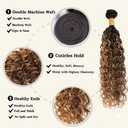 P427 Human Hair Bundles Ombre Highlight Bundle #4 Water Wave Human Hair 3 Bundles 16 18 20 inch Brown and Honey Blonde Color