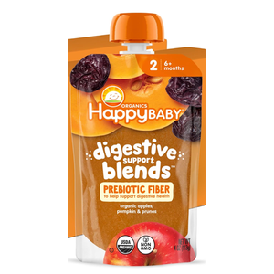 5 x Happy Baby Digestive Support Blends, Organic Stage 2 Baby Food with Prebiotic Fiber, Apple, Pumpkin & Prune, 4 Ounce Pouch BBD:07-19-27