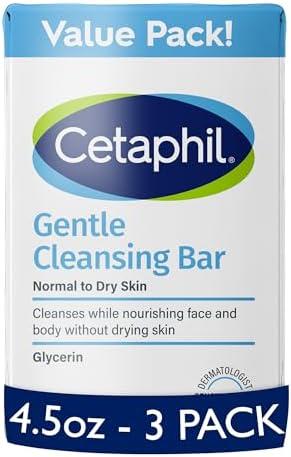 CETAPHIL Gentle Cleansing Bar, 4.5 oz Bar (Pack of 2), Nourishing Cleansing Bar For Dry, Sensitive Skin, Non-Comedogenic, Non-Irritating For Sensitive Skin
