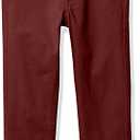 Men's Boy's Slim Fit Adjustable Waist Stretch Cotton Pant, Burgundy, 13x35