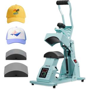 VEVOR Hat Heat Press Machine, with 2pcs Interchangeable Platens, Precise Temperature and Time Control, Hat Press for HTV Iron On and Sublimation Projects, for Caps, Headbands, Cuffs, Face Masks, Green