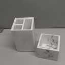 Essentra Home Toothbrush Holder with Lid, Elegant White Marble Bathroom Toothbrush & Toothpaste Organizer  Blanc Collection