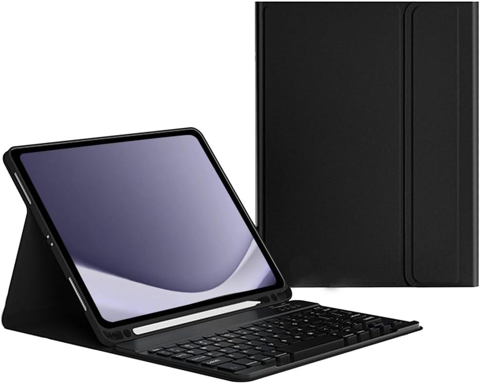 Keyboard Case Compatible for Galaxy Tab A9 Plus 11 Inch 2023 Model SM-X210/X216/X218, Wireless Bluetooth Keyboard Cover Compatible for Samsung Galaxy Tablet A9+ with Pencil Holder - Black