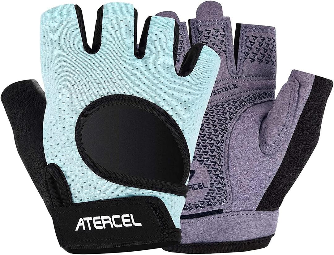 ATERCEL Weight Lifting Gloves Full Palm Protection, Workout Gloves for Gym, Cycling, Exercise, Breathable, Super Lightweight for Mens and Women (Small, Aqua)