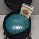 Rain Drum for Outside Garden,Steel Tongue Drum 12 Inches 15 Notes Musical Instruments, Handpan Drum Percussion Instrument, with Soft Bag, Music Book, 2 Mallets, for Meditation or Yoga (Green)