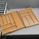 Silverware Organizer Large, Magnetic Connected Expandable 13 Slots Silverware Drawer Organizer From 21 to 37.4 Inches, Adjustable Flatware and Cutlery Holder, Bamboo Utensil Tray for Kitchen Natural