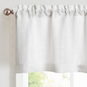 jinchan Linen Valance for Kitchen Living Room Rod Pocket Small Window Curtain Flax Linen Textured Valance Curtain Farmhouse Country Rustic Window Treatment Semi-Sheer 1 Panel 15 Inch Off White