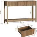 Treocho 47" Console Table with Drawers, Fluted Narrow Entryway Table with Open Shelf, Farmhouse Sofa Table Behind Couch for Hallway, Living Room, Brown, 1 Tier