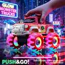 4 Pack Light Up Monster Trucks Toys for Boys Ages 3-5, Take Apart Toys Cars with Glowing Wheels, Birthday Gift for 2 3 4 5 6 7 Year Boys Toddlers