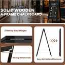 4 THOUGHT A-Frame Double-Sided Magnetic Chalkboard 40"x20", Solid Pine Wood Freestanding Sandwich Board for Restaurants, Cafes, Weddings (Black)