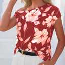 Zenlonr Womens Off The Shoulder Tops 2026 Summer Casual Short Sleeve T Shirts Boho Floral Blouse Trendy Going Out Tops (M)