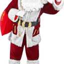 Santa Claus Costume for Men, Deluxe 11pcs Professional Christmas Velvet Santa Suit Cosplay Outfit Plus Size for Adult (XX-Large)