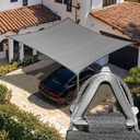 Amgo Heavy Duty 20' x 24' Grey Sun Shade Rectangle Pro Ring Shade Sail, 260 GSM Commercial Grade UPF50 Sunshade, Reinforced Corners & Edges -  (We Make Custom Size) (Gray)