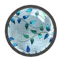 MSINMKOK 4 Pack Drawer Knobs Decorative Blue Leaves Cabinet Knobs Crystal Glass Drawer Pull Handles for Dressers Cabinets Kitchen Bathroom - Cupboards Wardrobes Hardware Furniture Knobs