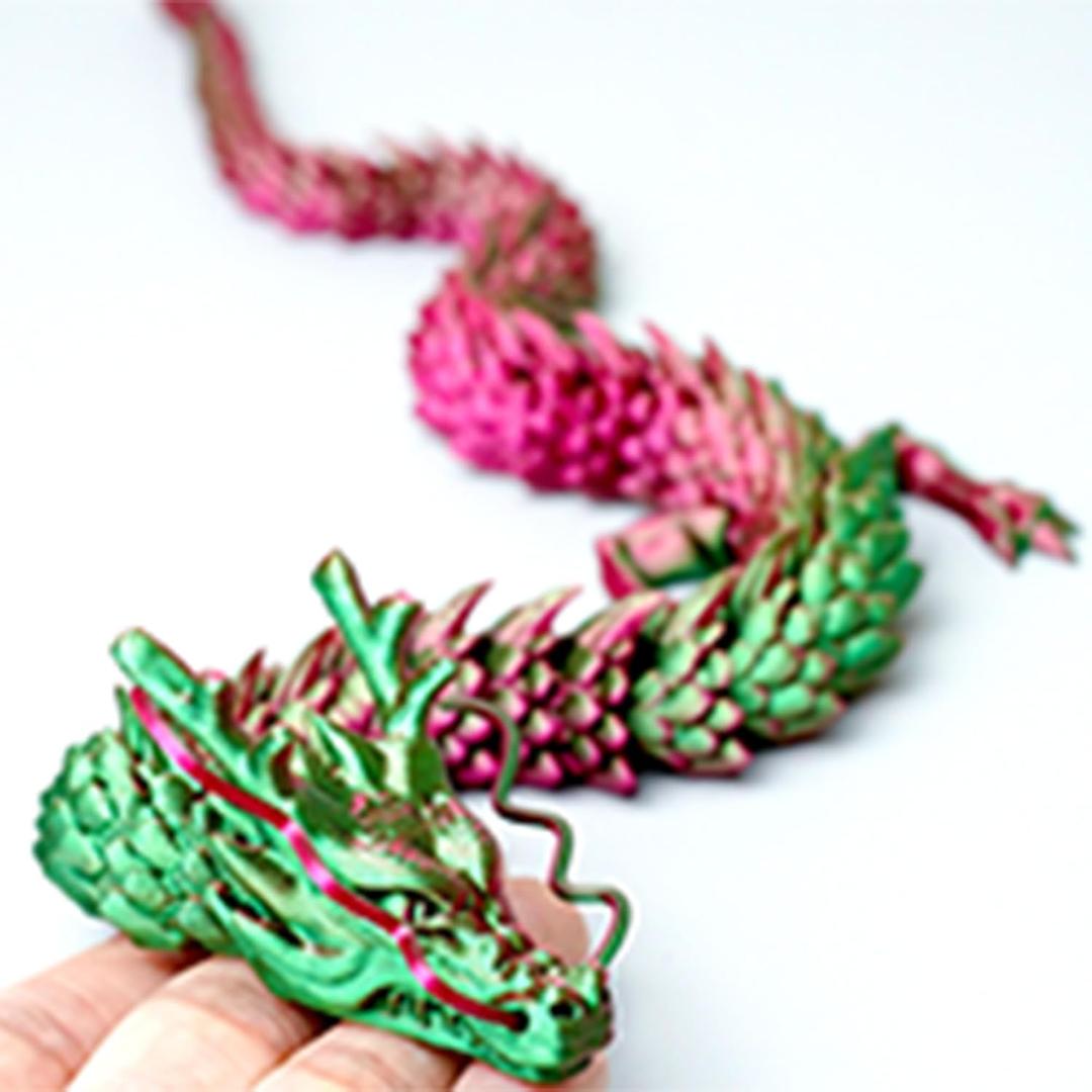 2 x 17.8inch 3D Printed Dragon Model,Flexible Realistic Articulated Animal Fidget Toys,Mystery Figurines Gifts for Easter,Executive Desk Funny Dcor and Festival Collectible (RG)