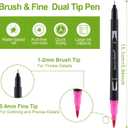2 x nauets 36 Colors Watercolor Markers with Coloring Book Set Brush & Fine Dual Tip No Bleeding Professional Paint Pens For Drawing Note taking Planner Calligraphy Journaling Card Making Art Supplies