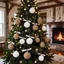 24 Pcs 2" 2.4" 2.8" Christmas Ball Ornaments Boho Farmhouse Hanging Jute Rope Gift Balls Rustic Vintage Burlap Neutral Christmas Tree Decorations for Home Decoration Holiday Party Supplies