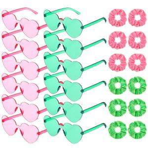 24 Pack Witch Party Decorations Pink and Green Scrunchies Glasses Bulk Party Favors for Witch Themed Accessories Green