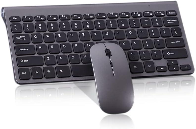 Wireless Keyboard and Mouse Combo, Compact Quiet Wireless Keyboard and Mouse Set 2.4G Ultra-Thin Sleek Design for Windows, Computer, Desktop, PC, Notebook, Laptop (GHKM03)