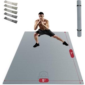 HAPBEAR Extra Large Exercise Mat-7'x5'/6'x8'/6'x9'/6'x10'/6'x12'x8mm(1/3 inch),Non-Slip, Ultra Durable, Thick Workout Mats for Home Gym Flooring Cardio, Yoga Mats for Fitness, High-Density Exercise Mat, Shoes-Friendly