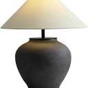 Farmhouse Table Lamps Black 18.8" Tall Ceramic Table Lamp Rustic Southwestern Clay Pot Ceramic Lampshade with Fabric Shade Bedside Nightstand for Living Room Bedroom House Office Entryway (Black)