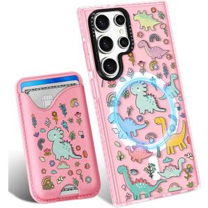 Toycamp for Samsung Galaxy S25 Ultra Case - Compatible with Magsafe Credit Card Holder Wallet Magnetic Cute Women Teen Girls Kawaii Girly Unique Animal Design Phone Cover for Samsung S25 Ultra