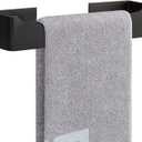 NearMoon Self Adhesive Hand Towel Holder/Towel Ring, Stainless Steel Hand Towel Bar Rustproof Stick on Wall-Towel Rack for Bathroom/Kitchen, Square Sticky and Wall Mounted (9 Inch, Matte Black)