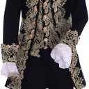 1791's lady Men's Victorian Fancy Outfit 18th Century Regency Tailcoat Vest Halloween Costume (XXL-H:(73-74")C:(50-52")W:(44-46")H:(48-50"), Black)