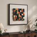 Framed 3D Textured Wood Abstract Wall Art for Living Room, Boho Colorful Geometric Beige Painting Artwork for Walls, Modern Minimalist Wall Decor, Hallway, Bedroom, Kitchen, Office24 x 24 Inch