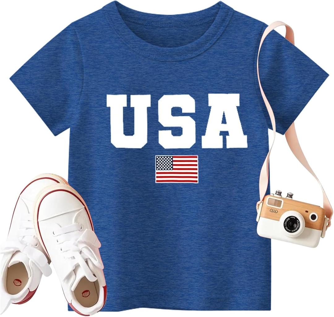 Boys Girls Patriotic Shirts-4th of July Shirt Kids USA Shirts American Flag Tshirt Tops (3T)