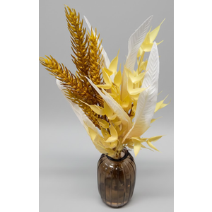 HH Harvest Floral In Glass Vase Tan