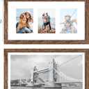 Hongkee 10x20 Picture Frame Set of 2, Rustic Brown Wood Frame with Real Glass Collage Frame, Display Pictures Three 5x7 With Mat or 10 x 20 Without Mat - Horizontal or Vertical Wall Mounting, 10x20 in matted to 3-5x7