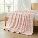 Horaldaily Valentine Bow Blanket Throw, Pink Bow Soft Fuzzy Plush Faux Fur Cozy Blankets for Couch Sofa Bed Lounging, Ideal Gifts for Kids Adults Wife Self, 50x60
