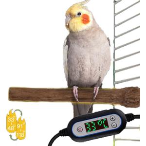 Adjustable Temperature Heated Bird Perch - Ideal Winter Warming Solution for Parrots, Parakeets, Bird Cages,Heating Station Rod 1.4 X 7.9 Inches(20cm)