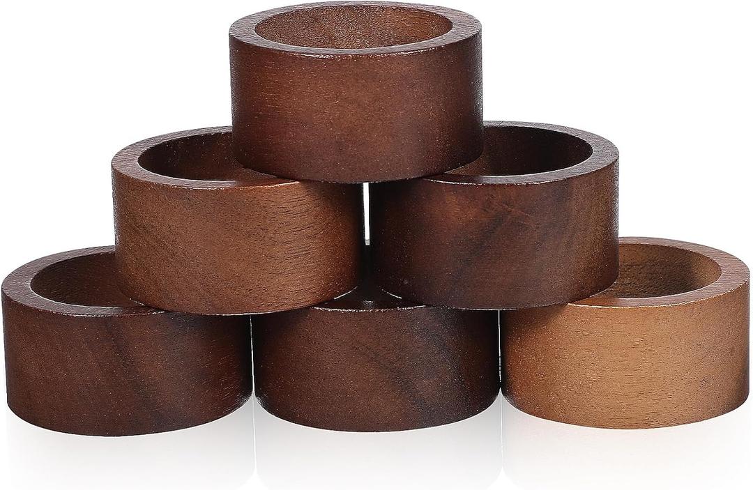 IMIKEYA Napkin Rings: 6 Pcs Wood Napkin Rings Set Wood Napkin Holders Dining Table Napkin Holder Christmas Buckles for Festive Party Wedding Farmhouse Home Decor