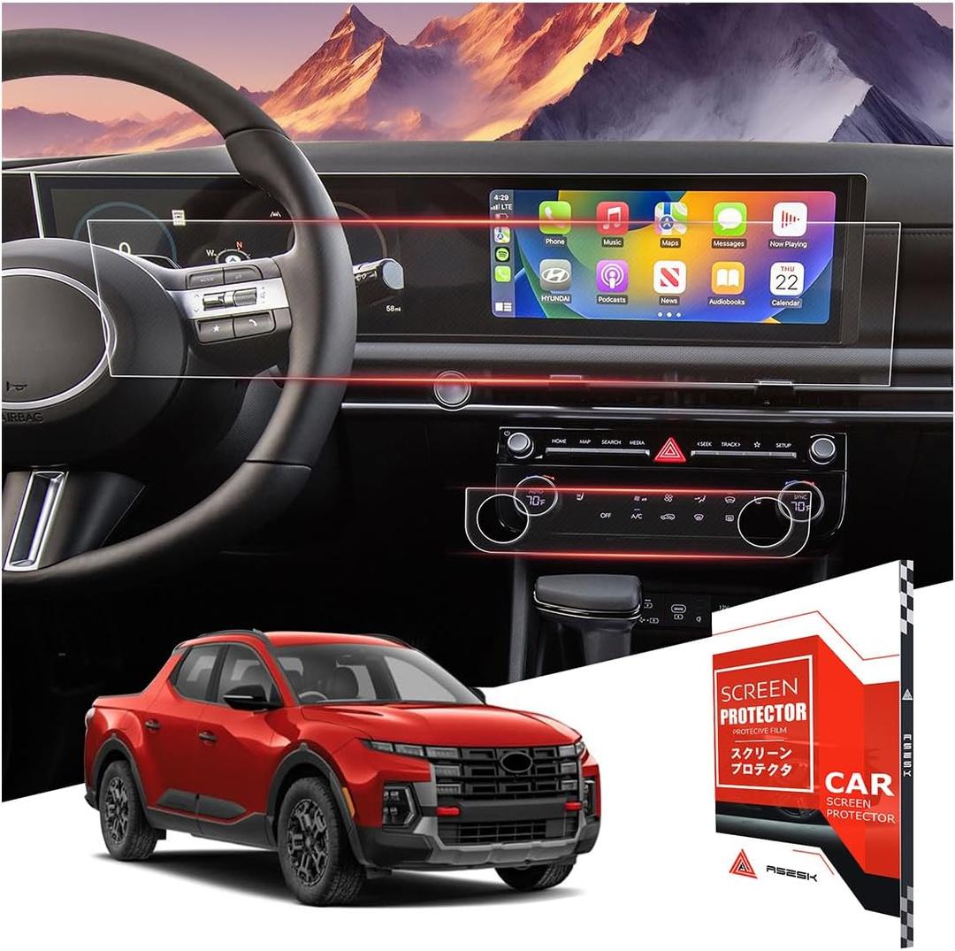For 4PCS Integrated Glossy Tempered Glass 2025 2026 Hyundai Santa Cruz 12.3 Inch Dual Displays Touchscreen & AC Screen Protector - Santa Cruz (SE/SEL/SEL Activity/XRT/Limited) Accessories