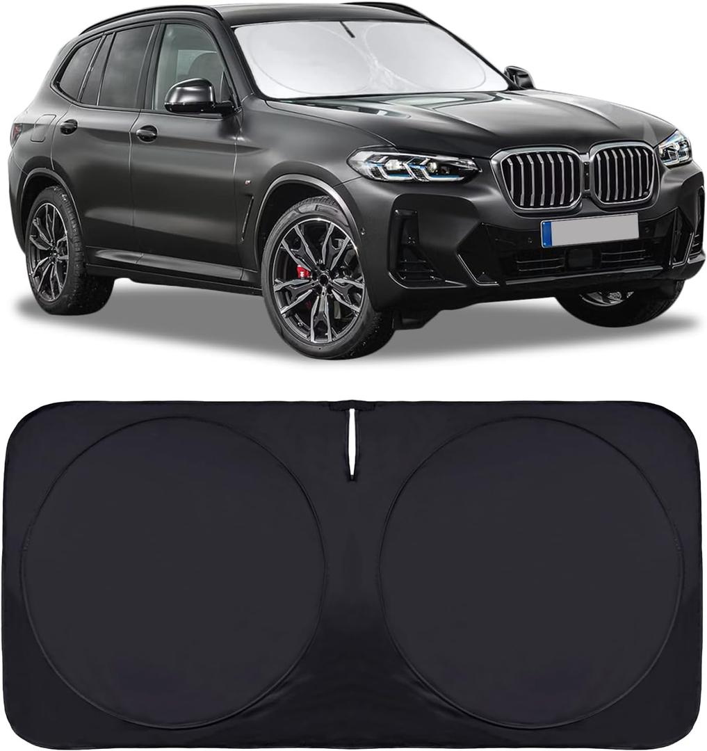 Windshield Sun Shade Foldable Sunshade for 2024 X3 SUV Windshield Cover Custom-fit 2023 2022 2021 2020 2019 2018 BMW X3 UV Relfective Sun Visor Protector