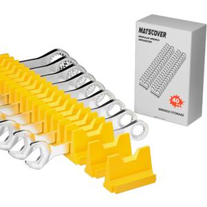 3 x 40PCS Modular Wrench Organizer Wrench Holder - Wrench Tool Organizers for Tool Drawer Storage, Wrench Storage Set with Metric & SAE Label, Wrench Rack Tool Gift for Professional Mechanics, Yellow