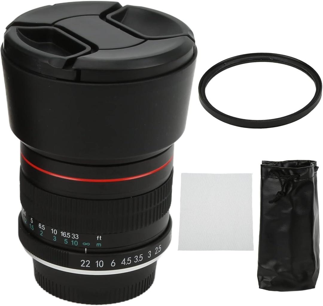85mm F1.8 Large Aperture Full Frame Manual Center Portrait Prime Lens with AI Mount for Nikon Cameras, Golden Length, Multi Coated Optics, 6 Blade Aperture Design
