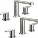 BWE 2 Pack Brushed Nickel Bathroom Faucet for Sink 3 Hole, Stainless Steel Widespread Bathroom Faucets with Pop-up Drain and Supply Lines, 360 Swivel Spout 2-Handle Bathroom Sink Faucet for Vanity (8 Inches Widespread)