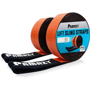 2 Pack 2x15FT Supper Sturdy Lift Sling Straps, 18800 Pound Capacity Heavy Duty Eye-Eye Nylon Strap for Hoist, 2-Ply Polyester Rigging Straps, Tree Saver Recovery Straps Web Sling Winch