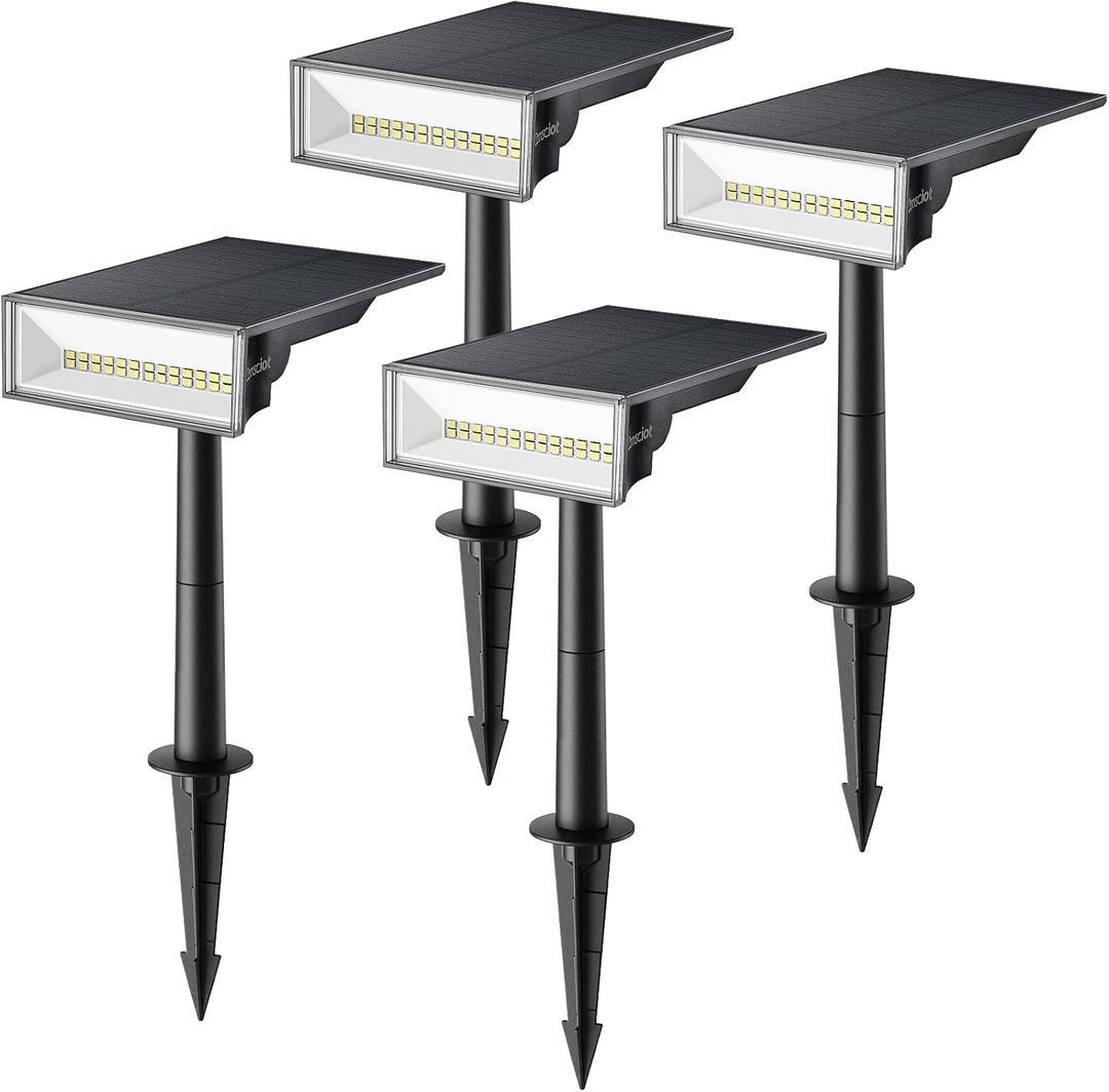 Consciot Solar Lights Outdoor, 6500K Daylight Solar Spotlights, Waterproof Landscape Lighting for Yard, Garden, Tree, Pathway, House, Patio, Outdoor Decor, 4 Pack