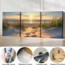 Pennimor 3Pieces Framed Beach Wall Art, Ocean Sunset Wood Wall Decor, Modern Seascape Artwork Printing for Bathroom Bedroom Living Room Home Office Farmhouse 12x16in
