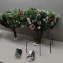 Glintoper Lighted Artificial Christmas Urn Filler, Pre-lit Xmas Pine Trees with Cones, Golden & Red Berries, Tripod Stake and 60 LED Lights, Outdoor Light Up Planter Filler Holiday Home Decor, 2 Pack