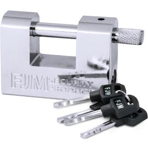 FJM SPSA60-KD D-Style High Security Padlock, Home Improvement Anti Theft Trailer Lock, Bike Lock, & Door Lock. Also for Outdoor Storage Shed, Includes Master Lock Set, Keyed Different, 2 3/8" (60mm)