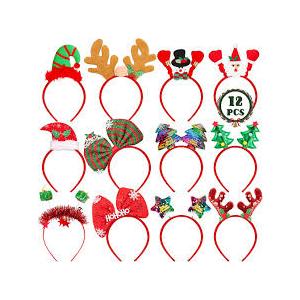 Christmas Headbands and Costume Headwear, Xmas Santa Christmas Accessories Decorations Party Favors for Women, 16pcs