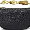 Half-Moon Straw Bucket Bag for Women | Woven Shoulder Purse | Casual Crossbody Handbag