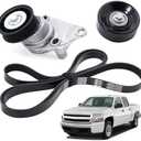 Complete Serpentine Belt Drive Component Kit Compatible with GM 2003-2006, for Chevy 2002-2007, for GMC 2002-2007 Replace# 12609719 12555609 12626222 90K-38158C